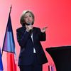 La candidate des Républicains, Valérie Pécresse, en meeting à Nîmes (Gard), le 17 mars 2022. (PASCAL GUYOT / AFP)