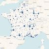 Carte des villes françaises dans lesquelles Johnny Hallyday a donné des concerts depuis 1960. (FRANCEINFO)