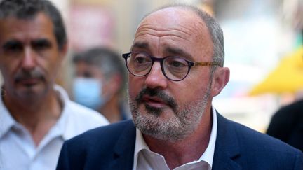 Le candidat écologiste aux élections régionales en Provence-Alpes-Côte d'Azur,&nbsp;Jean-Laurent Félizia, le 15 juin 2021 à Marseille. (NICOLAS TUCAT / AFP)