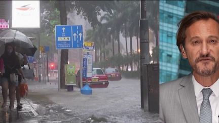 Hong Kong (Chine) a été placée en vigilance à la suite de précipitations très importantes. (France 2)