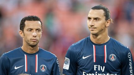 Nene (&agrave; gauche) et Ibrahomic lors du match amical contre DC United &agrave; Washington (Etats-Unis), le 28 juillet 2012. (NICHOLAS KAMM / AFP)