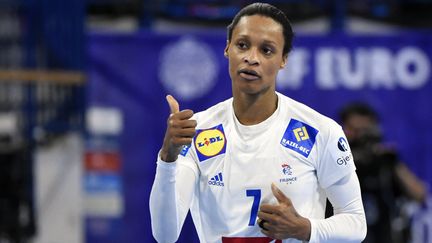 Alisson Pineau,&nbsp;lors du match Slovénie-France de l'Euro féminin de handball, le 2 décembre 2018. (ALEXANDRE MARCHI / MAXPPP)