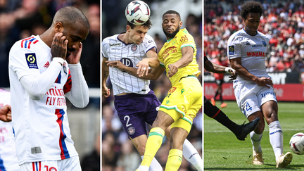 Alexandre Lacazette, Rasmus Nicolaisen et Marcus Coco, Eric Palmer-Brown. (AFP)