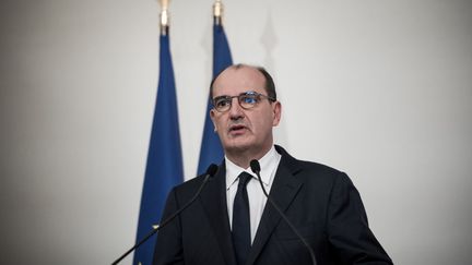 Le&nbsp;Premier ministre, Jean Castex, lors d'une conférence de presse à Paris, le 22 octobre 2020. (ARTHUR NICHOLAS ORCHARD / HANS LUCAS)