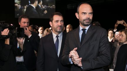 Edouard Phillipe et Christophe Castaner,&nbsp;à Lyon (Rhône), le 18 novembre 2017. (MAXPPP)