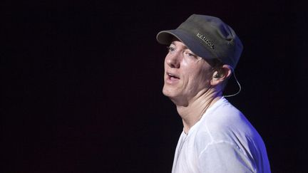 Eminem lors d'un show &agrave; New York (Etats-Unis), le 7 ao&ucirc;t 2013. (MEDIA PUNCH/UNIMEDIA/SIPA / UNIMEDIA IMAGES, INC.)