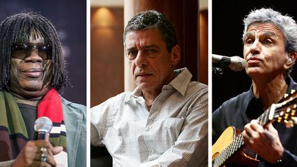 Milton Nascimento, Chico Buarque et Caetano Veloso (de gauche à droite)
 (Yasuyoshi Chiba, Lluis Gene, Philippe Merle / AFP)