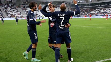 Jimmy Briand offre la victoire aux Girondins de Bordeaux face au Stade de Reims le 31 octobre 2021 au Matmut Atlantique Stadium. (ROMAIN PERROCHEAU / AFP)