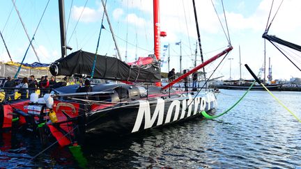 Le bateau Maître Coq de Yannick Bestaven à Saint-Malo, le 3 novembre 2022. (AFP)