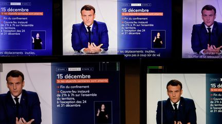 Emmanuel Macron lors de son allocution du 24 novembre 2020. (Thomas COEX / AFP)