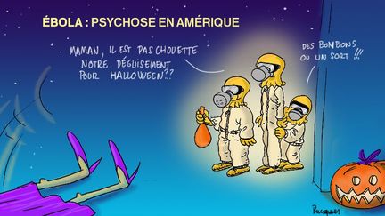 Si Halloween n’a pas rencontré le succès escompté en France, c’est une fête nationale aux Etats-Unis. Mais cette fête de la «fausse peur» se déroule cette année dans une ambiance de psychose au virus Ebola. Un nouveau  cas suspect a été détecté cette fois à New-York. Il s’agit d’un médecin qui a travaillé avec MSF en Guinée. L’homme a été transporté par ambulance à l'hôpital de Bellevue à Manhattan, par une équipe spécialement entraînée et portant des tenues de protection. (Franck Pucques)