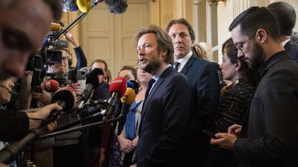 Le président du groupe socialiste à l'Assemblée nationale, Boris Vallaud, le 16 mars 2023. (MAGALI COHEN / HANS LUCAS / AFP)