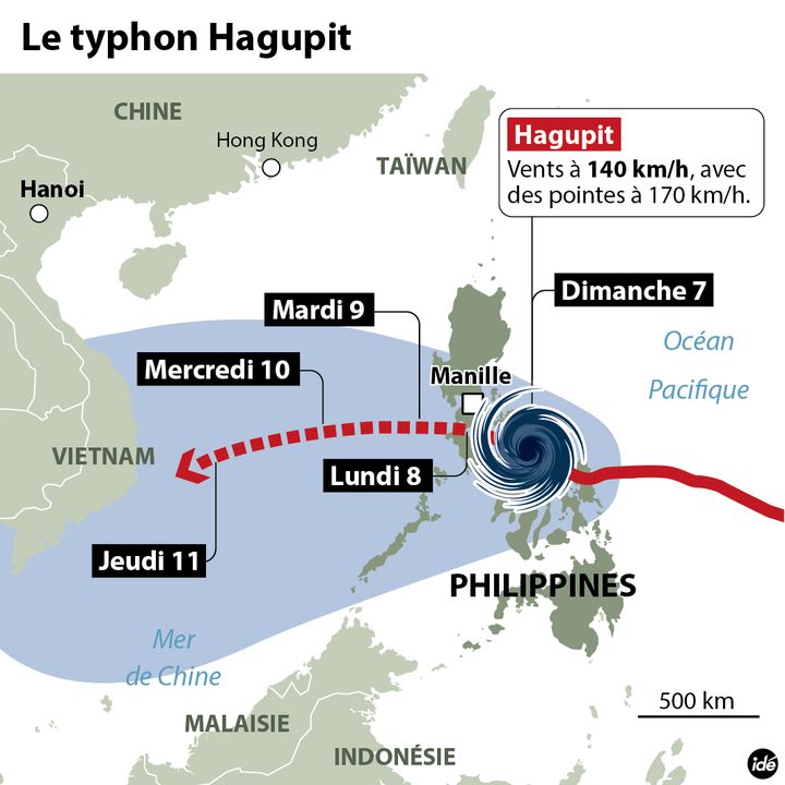 &nbsp; (Le typhon Hagupit balaye les Philippines, un million d'évacués © Idé)