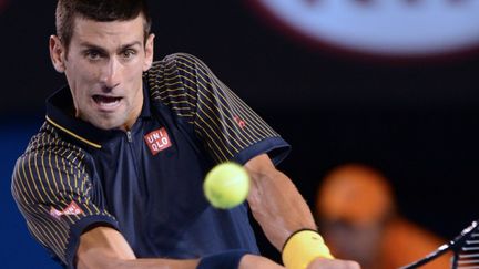 Novak Djokovic face &agrave; Andy Murray le 27 janvier 2013 pendant l'Open d'Australie &agrave; Melbourne (Australie). (GREG WOOD / AFP)