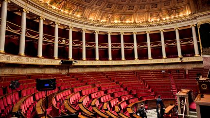 L'hémicycle de l'Assemblée nationale à Paris, le 1er juillet 2024. (BERTRAND GUAY / AFP)