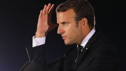 Le président de la République, Emmanuel Macron, prononce un discours le 7 septembre 2017 à Athènes (Grèce). (LUDOVIC MARIN / AFP)