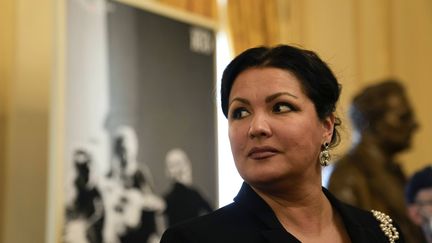 La soprano russe Anna&nbsp;Netrebko lors de la conférence de presse de présentation de "Macbeth",&nbsp;dirigé par&nbsp;Riccardo Chailly, à la Scala de Milan (Italie), le 29 novembre 2021 (LUCA BRUNO/AP/SIPA / SIPA)