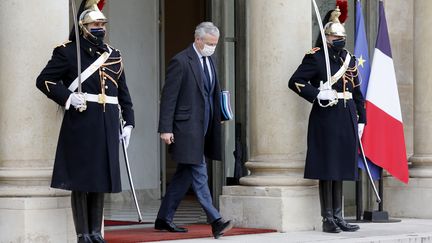 Le ministre de l'Economie, des finances et de la relance Bruno Le Maire le 20 janvier 2021 à la sortie du Palais de l'Elysée, à Paris (LUDOVIC MARIN / AFP)