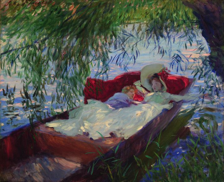 John Singer Sargent. Deux femmes endormies dans une barque sous les saules, 1887. Huile sur toile ; 58 x 68,5 cm. Lisbonne, Museu Calouste Gulbenkian. (MUSÉE CALOUSTE GULBENKIAN / PHOTO CATARINA GOMES FERREIRA)