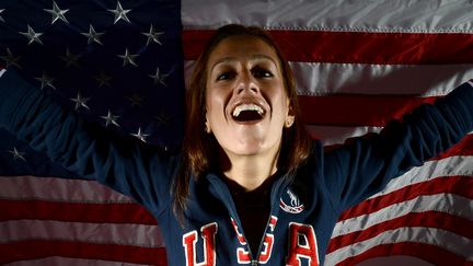 Photo de Diana Lopez, membre de l'&eacute;quipe am&eacute;ricaine de taekwondo, r&eacute;alis&eacute;e pour les JO de Londres, le 23 mai 2012 &agrave; Dallas (Etats-Unis). (JOE KLAMAR / AFP)