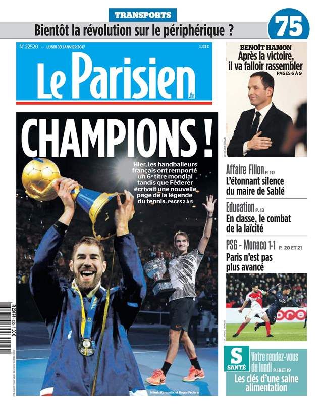 La une du "Parisien", le 30 janvier 2017. (LE PARISIEN)