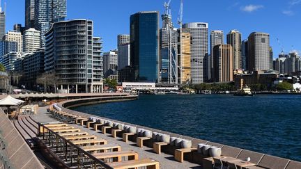 Un quartier de Sydney (Australie)&nbsp;reconfiné en raison de la présence du variant Delta, le 26 juin 2021. (SAEED KHAN / AFP)