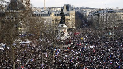 La place de la Bastille à Paris pendant la marche républicaine 
 (BERTRAND GUAY / AFP)