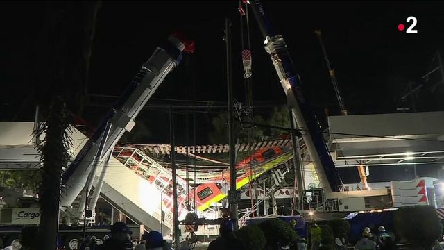 El puente del metro de la Ciudad de México se derrumba en medio de la calle