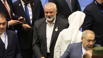 Hamas leader Ismail Haniyeh attends the inauguration ceremony of Iranian President Massoud Pezeshkian in Tehran on July 30, 2024. (AFP)