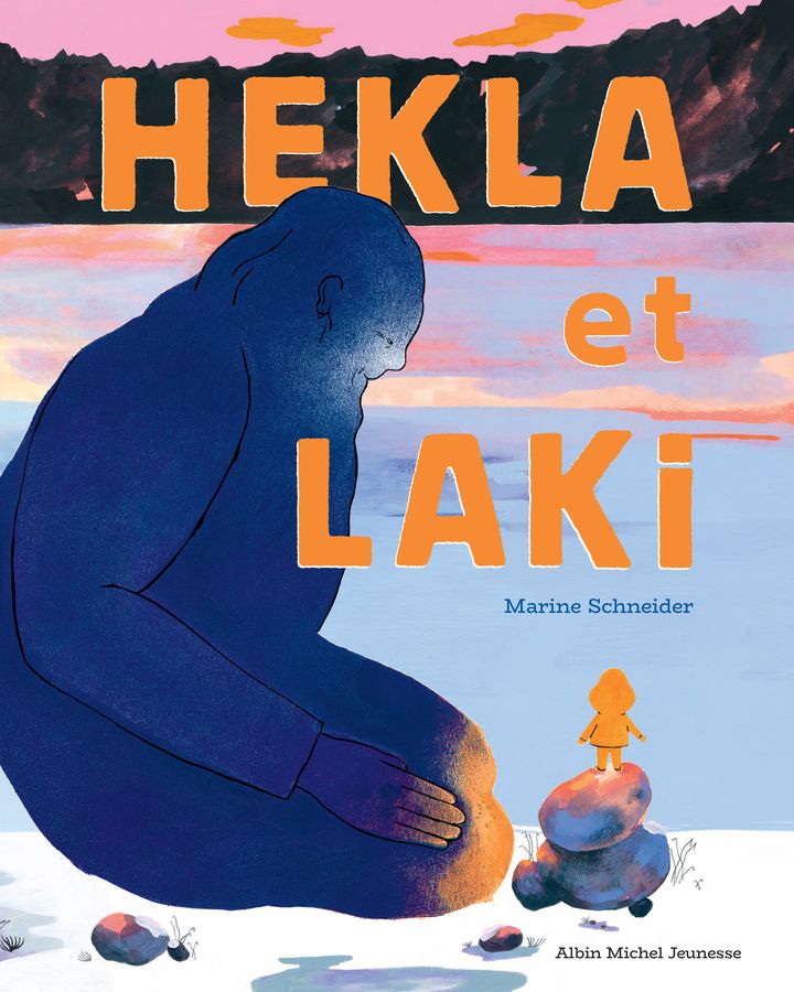 Couverture de l'album pour les enfants "Hekla et Laki", de Marine Schneider, novembre 2022 (ALBIN MICHEL JEUNESSE)