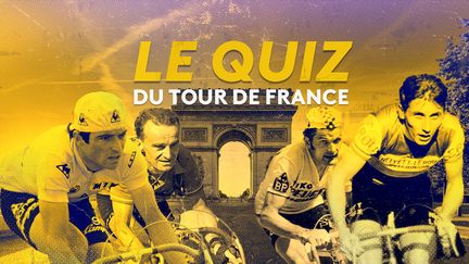 Bernard Hinault, Louison Bobet, Bernard Thévenet et Jacques Anquetil, quatre des vainqueurs français du Tour de France. (HENRI LAURIANO / FRANCEINFO: SPORT)