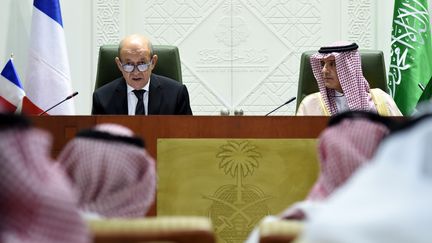 Le ministre des Affaires étrangères français, Jean-Yves Le Drian, le 16 novembre 2017 à Riyad (Arabie Saoudite). (FAYEZ NURELDINE / AFP)