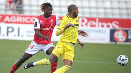 La recrue Emmanuel Agbadou, lors d'un match amical contre Villarreal, le 24 juillet 2022 à Reims. (FRANCOIS NASCIMBENI / AFP)