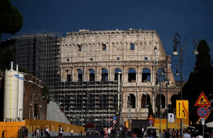 Le Colisée de Rome en cours de restauration en juillet 2014 
 (FILIPPO MONTEFORTE / AFP)