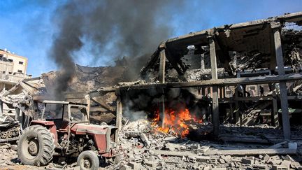 Un bâtiment détruit par une frappe israélienne dans la ville de Gaza, le 3 septembre 2024. (OMAR AL-QATTAA / AFP)