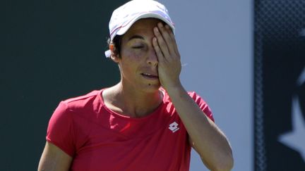 La tenniswoman italienne Francesca Schiavone, peu avant son abandon, lors du tournoi d'Indian Wells, aux Etats-Unis.&nbsp; (PAUL BUCK / MAXPPP)