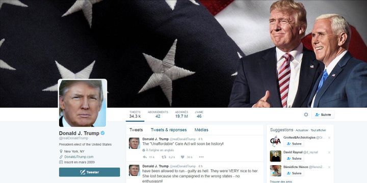 Compte Twitter de Donald Trump (capture d'écran) (DR (capture d&#039;écran))