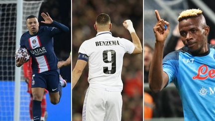 Kylian Mbappé, Karim Benzema et Victor Osimhen ont marqué les huitièmes de finale aller de Ligue des champions en février 2023. (AFP)