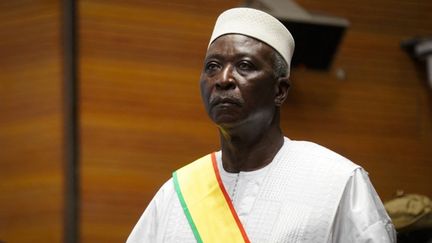 Le président de transition du Mali,&nbsp;Bah N'Daw, le 25 septembre 2020 à Bamako. (MICHELE CATTANI / AFP)