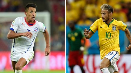 Alexis Sanchez (Chili) et Neymar (Brésil) (JUAN BARRETO / AFP)