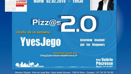 Le "carton d'invitation" aux soirées "pizz@s 2.0" d'Yves Jego