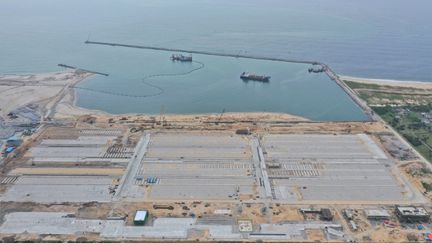 Un port en construction à Lagos (Nigeria), le 6 mai 2022. (CHINA HARBOUR ENGINEERING COMPAN / XINHUA / AFP)