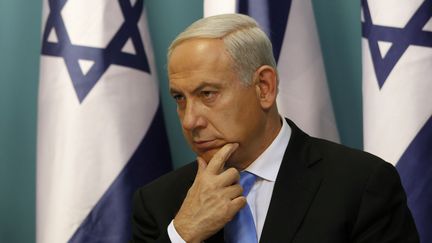 Le Premier ministre isra&eacute;lien, Benyamin Netanyahu, aor&egrave;s l'annonce d'un accord de cessez-le-feu entre Isra&euml;l et le Hamas, mercredi 21 novembre, &agrave; Jerusalem. (GALI TIBBON / AFP)