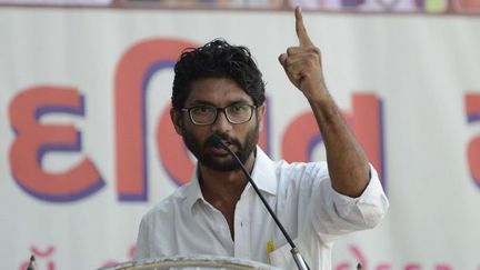 Le leader des dalits, Jignesh Mewani, prend la parole lors d'un meeting à Ahmedabad le 10 septembre 2016. (Sam Panthaky/AFP)