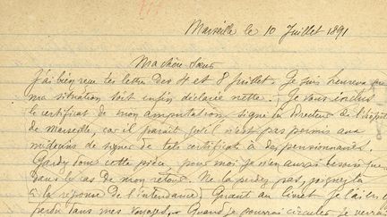 "Adieu avenir" : lettre autographe de Rimbaud à sa soeur, signée Marseille le 10 juillet 1891. Source : Bibliothèque R. &amp; B. L. VII, XIXe siècle. Vendue chez Sotheby's.
 (Sotheby&#039;s)