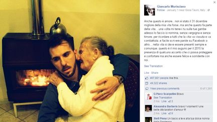 L'Italien Giancarlo Mursciniano a publi&eacute; sur Facebook, le 1er janvier 2015, une photo de lui et de sa grand-m&egrave;re atteinte d'Alzheimer. (GIANCARLO MURSCINIANO / FACEBOOK)