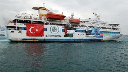 Un des bateaux de la flottille d'aide humanitaire pour Gaza (mai 2010) (AFP / Free Gaza Movement)