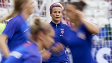 La capitaine de l'équipe des Etats-Unis,&nbsp;Megan Rapinoe, à Lyon le 2 juillet 2019. (JOSE BRETON / NURPHOTO / AFP)