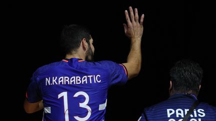 Nikola Karabatic après le quart de finale des Jeux olympiques de Paris entre la France et l'Allemagne, le 7 août 2024 au stade Pierre-Mauroy de Villeneuve-d'Ascq. (THOMAS COEX / AFP)