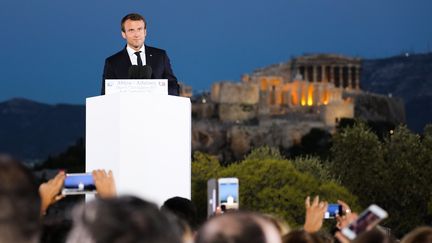 Macron à Athènes , le 7 septembre 2017 (LUDOVIC MARIN / AFP)